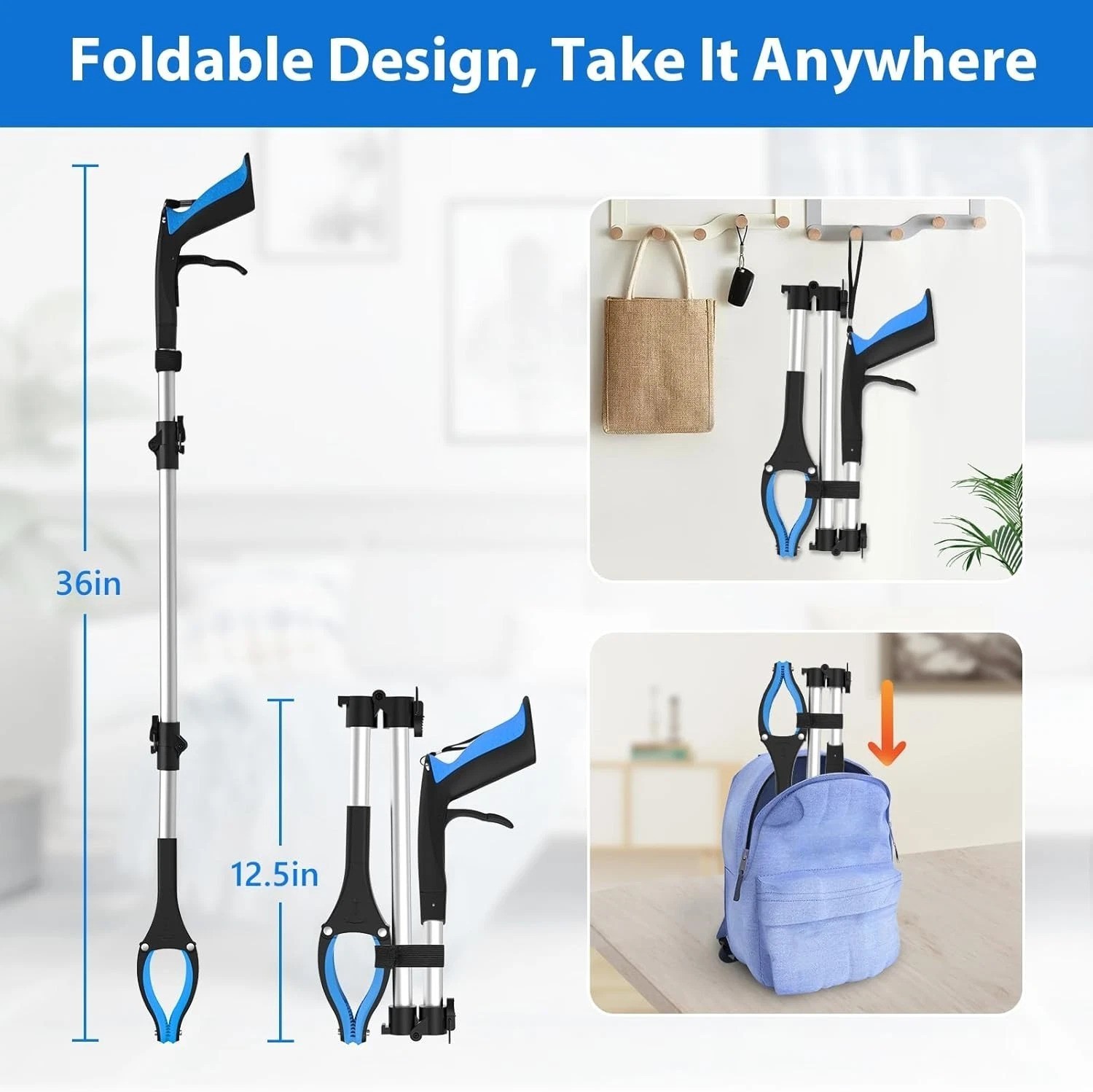 Ergonomic 36-Inch Grabber Tool for Limited Mobility - Foldable & Adjustable