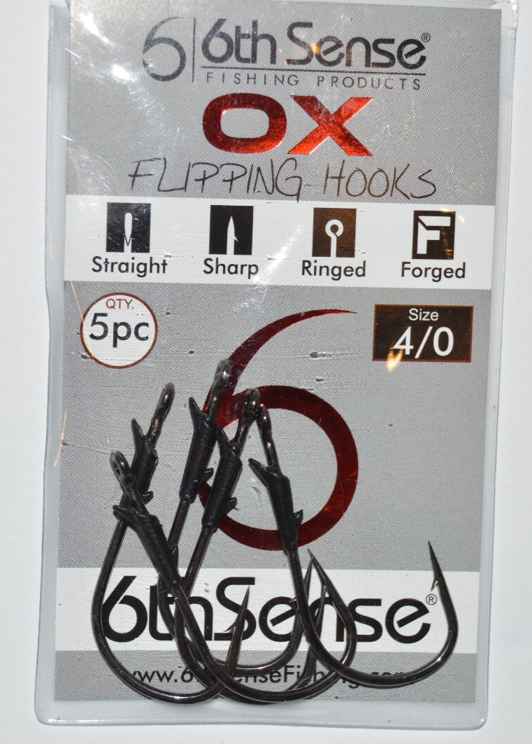 6th sense ox flippin hooks 4/0 bass flipping hook 5pc per pack hkox-40