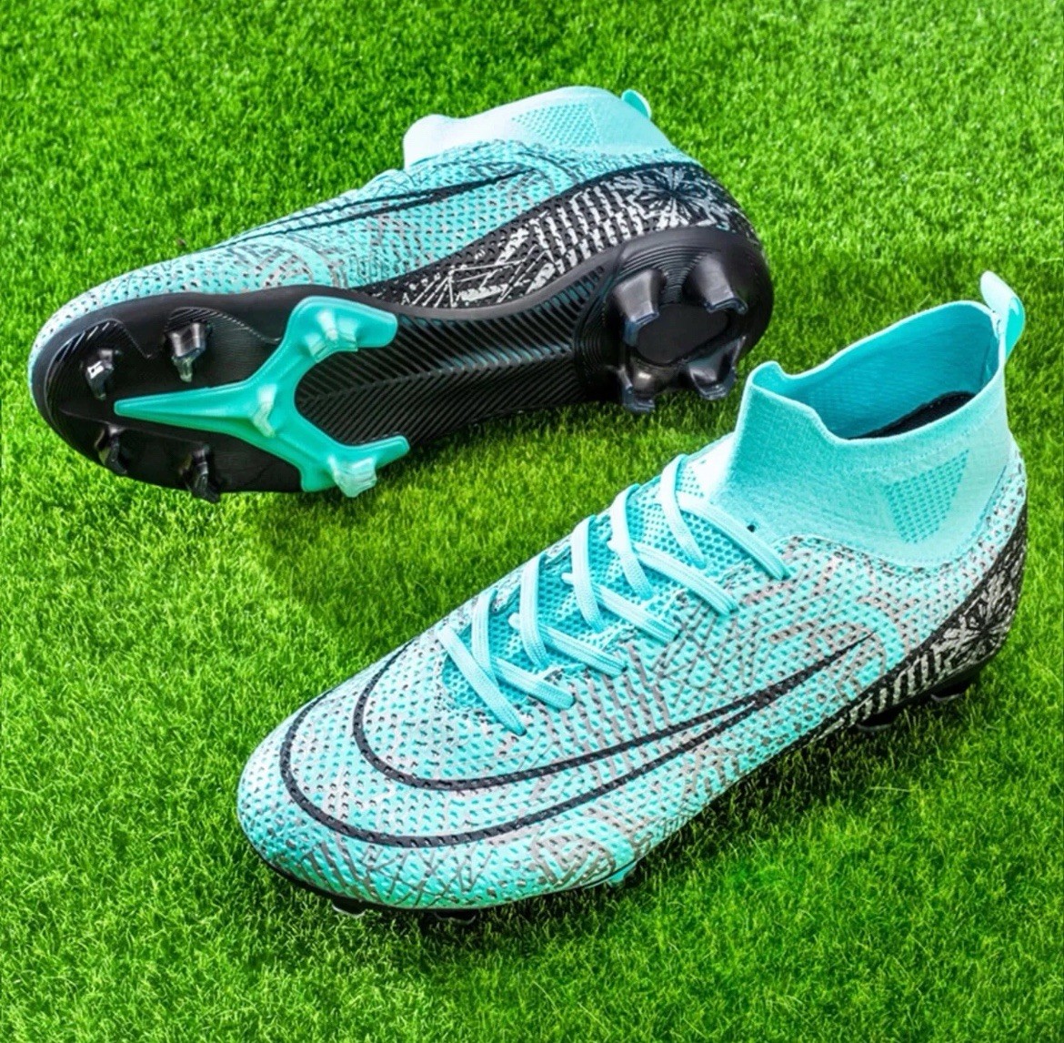 Men's Unbranded Soccer Cleats High-Top Athletic Football Shoes Size US 4 / EU 36