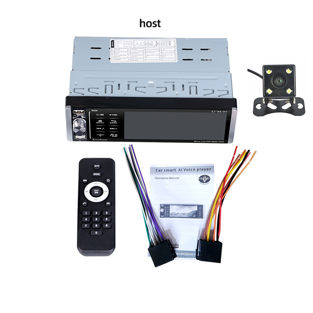 Touch Screen Stereo Radio 5.1in Single 1DIN Car MP5 Player Bluetooth W/Camera
