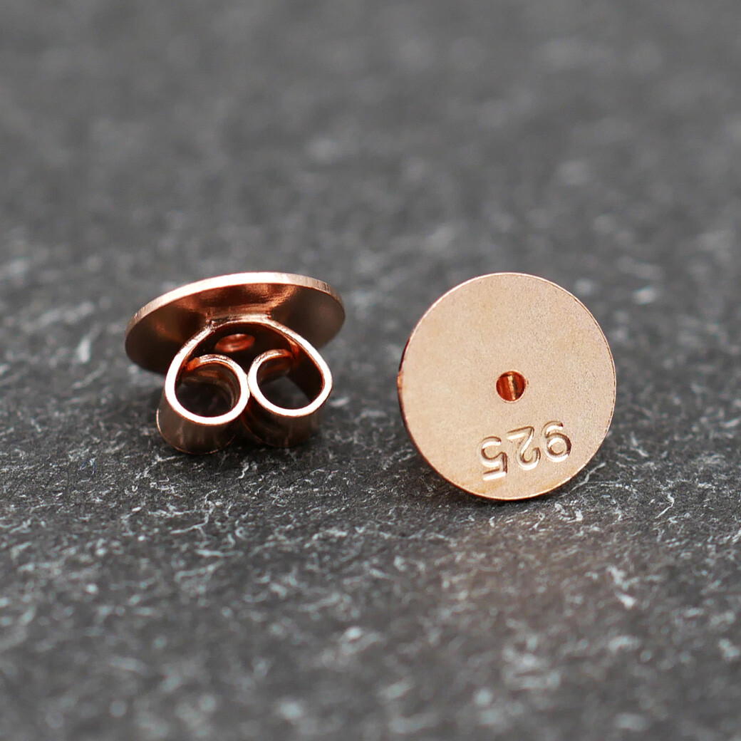 925 Sterling Silver Stud Post Earring Backs Disc Support Rose Gold Tone A4494
