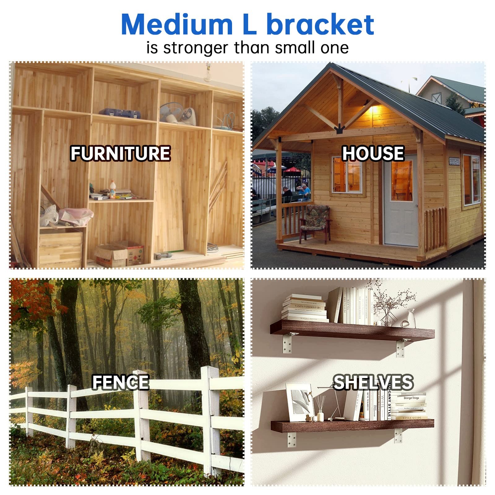 (8PCS) L Brackets Heavy Duty 90 Degree Angle Galvanized Corner Brace Iron