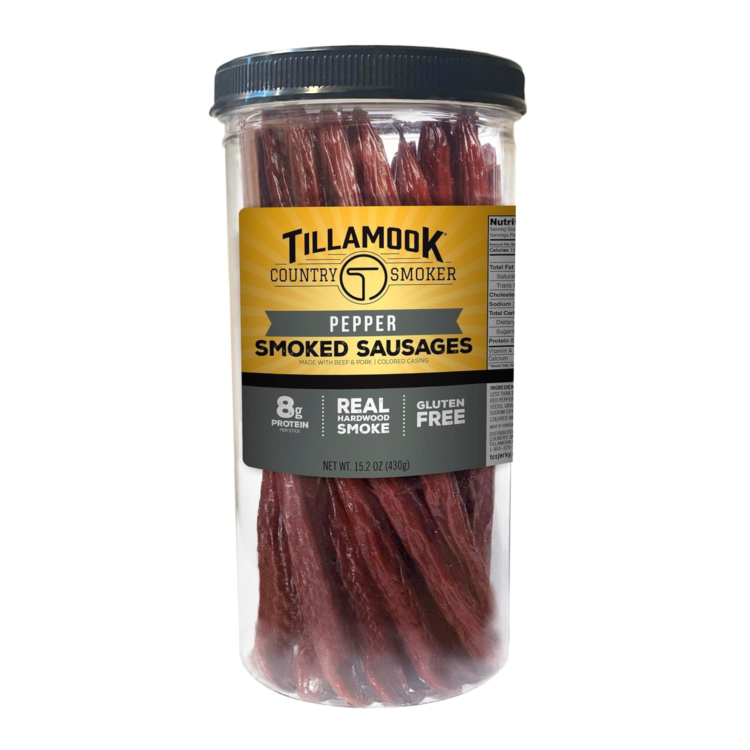 Tillamook Country Smoker Real Hardwood Smoked Sausages, Pepper, 15.2 Ounce Tall
