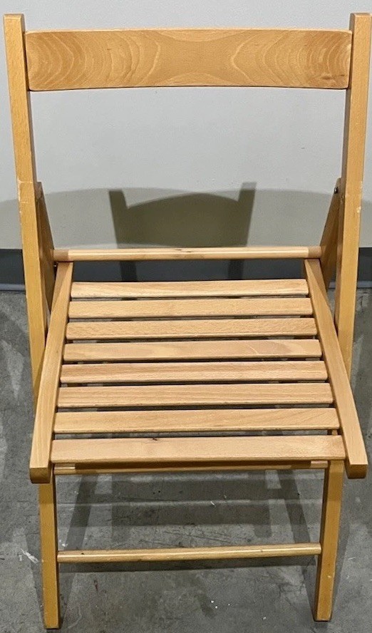 Vintage MCM Minimalist, Aesthetic Oak Wood Folding Chairs 1970s 20in X 18in