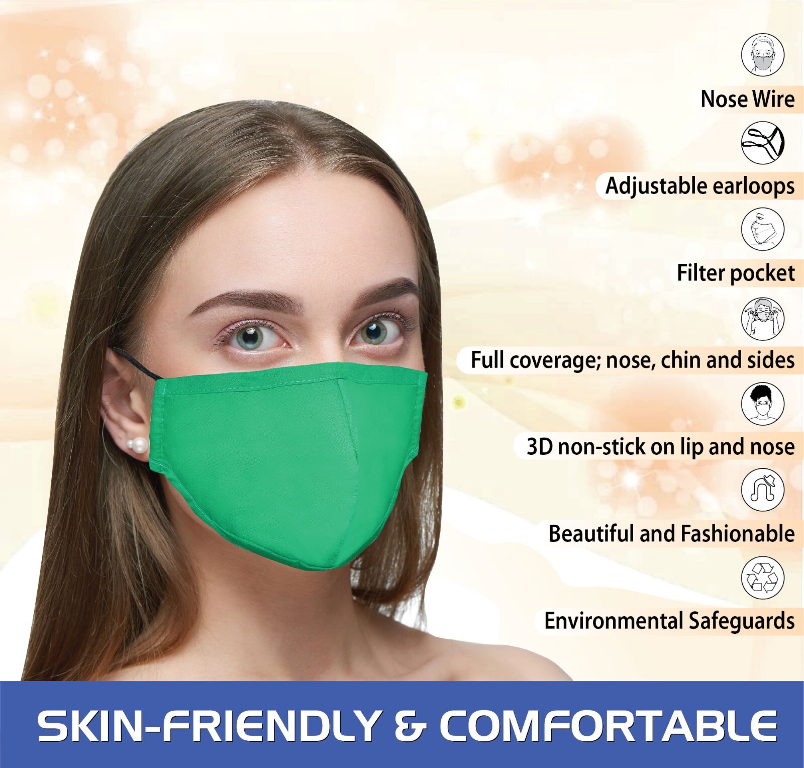Face Mask, Mask with Nose Wire, Cloth Face Mask, Reusable & Washable Face Mask