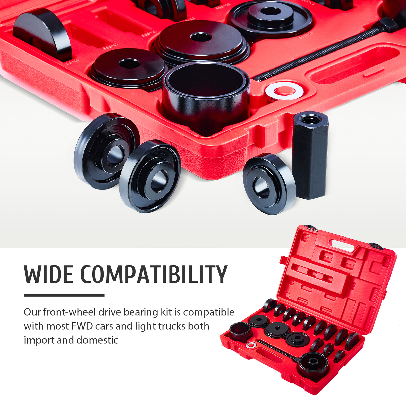 23pcs FWD Front Wheel Bearing Press Kit Removal Adapter Puller Pulley Tool Case