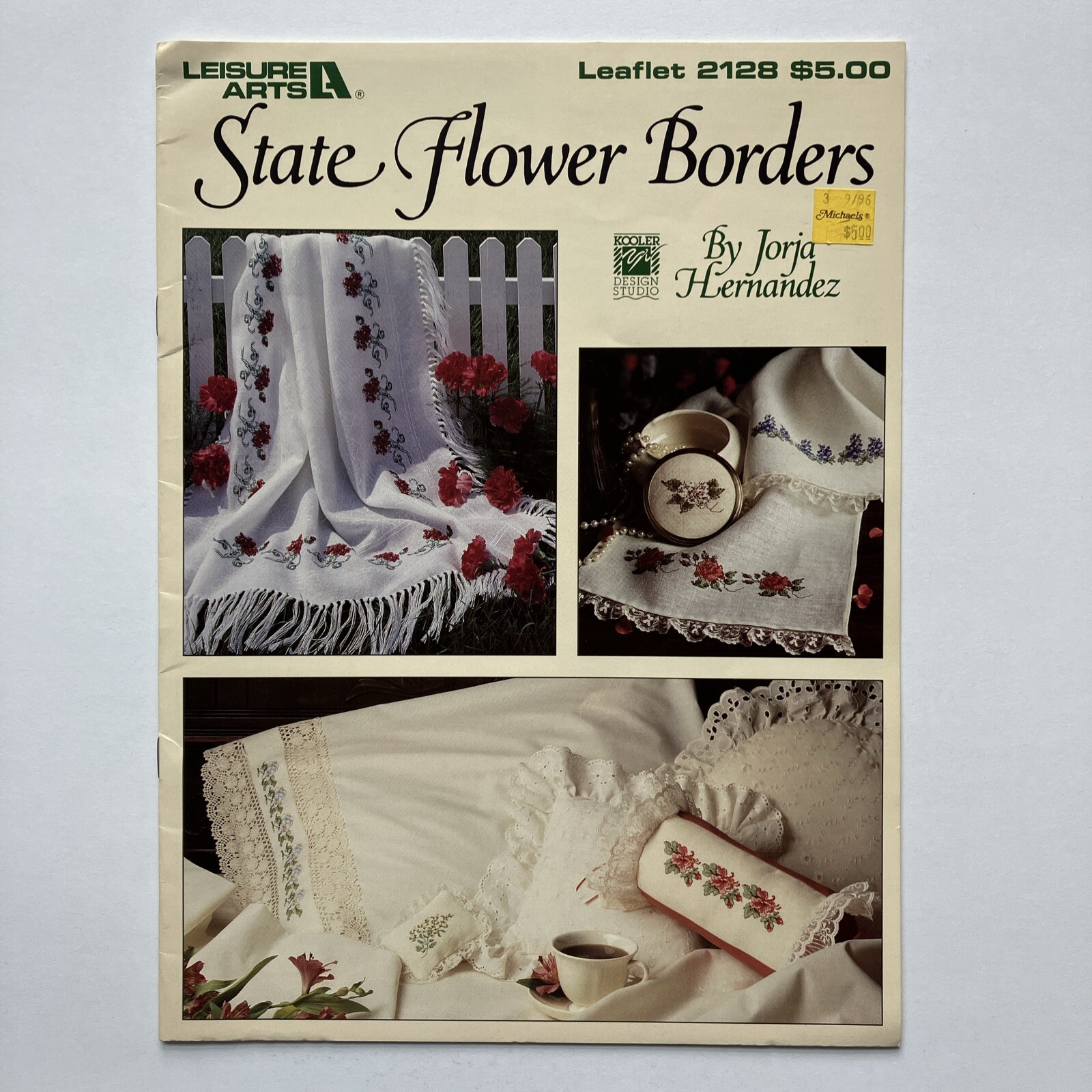 Leisure Arts State Flower Borders Leaflet #2128 Cross Stitch Patterns 1991