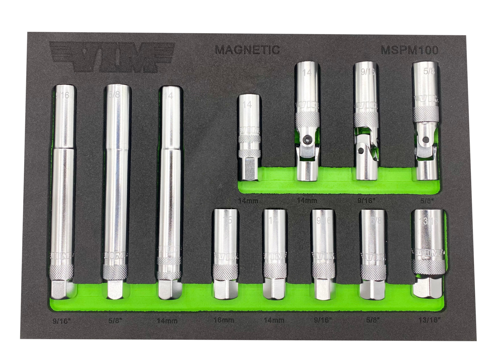 VIM Tools MSPM100 - 12 Piece 3/8" Dr. Magnetic Spark Plug Socket Master Set