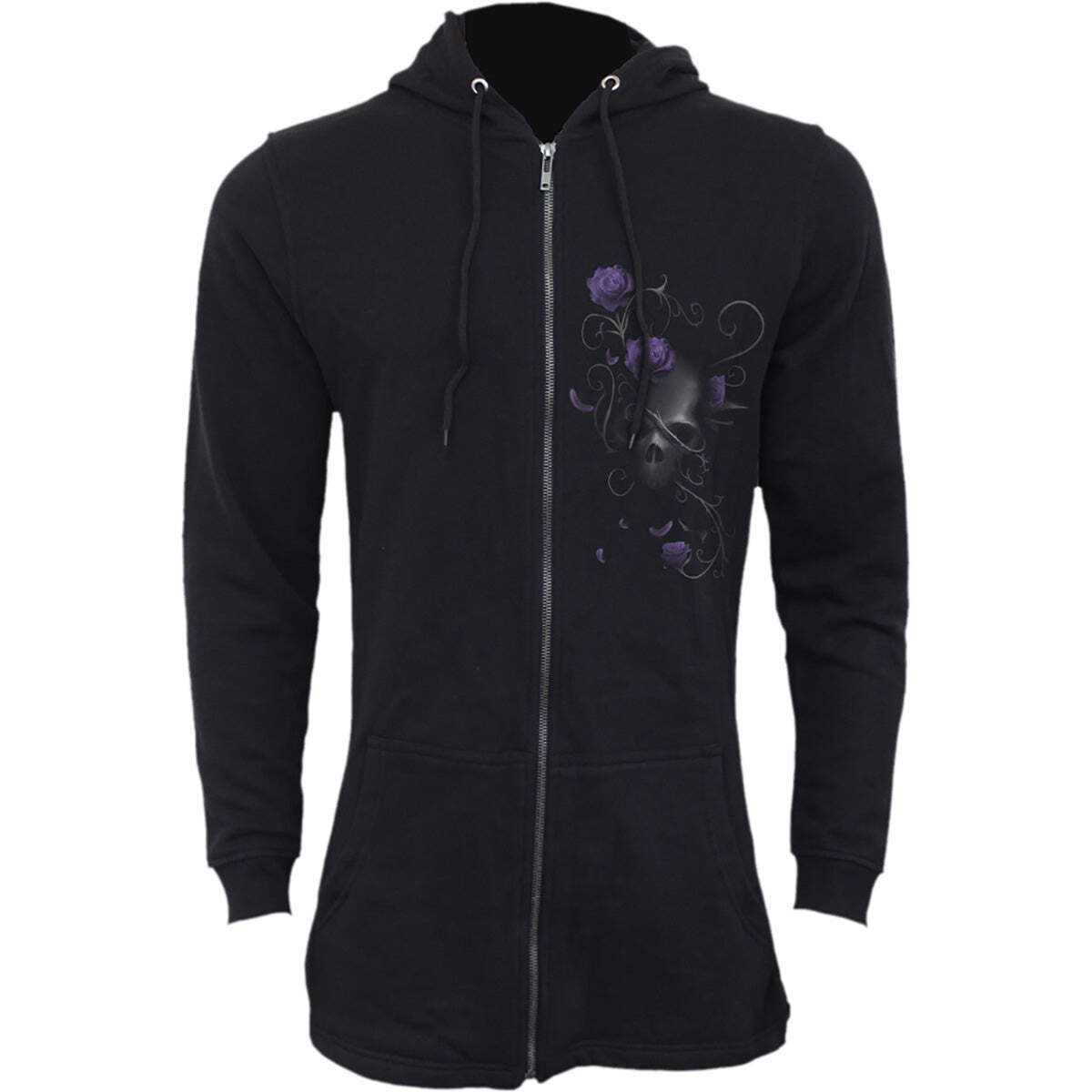 ENTWINED SKULL - Ladies Fish Tail Full Zip Hoody - Zip Sleeve