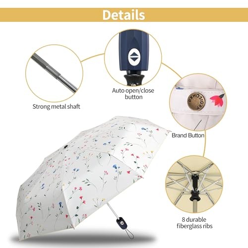 Sun Umbrella Blocking UV Protection Compact Auto Folding Parasol | Carnation