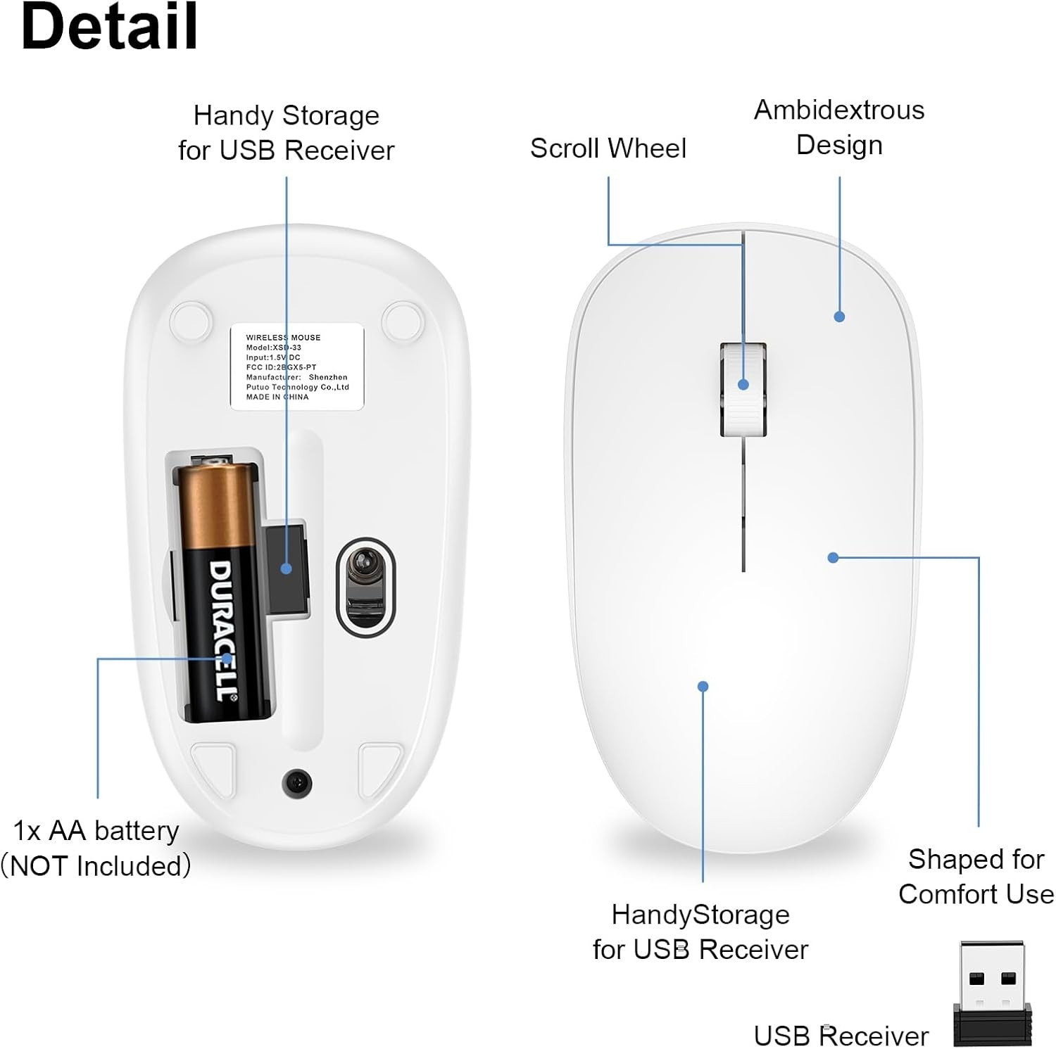 Quiet Optical Wireless Mouse with Long Battery Life - Ideal for Work & Study