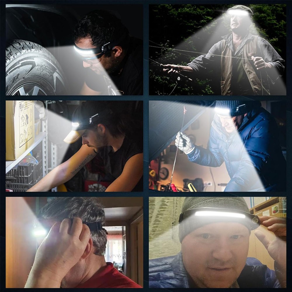 USB Rechargable Sensor Motion Work Light Bar LED Headlamp COB Light For Camping