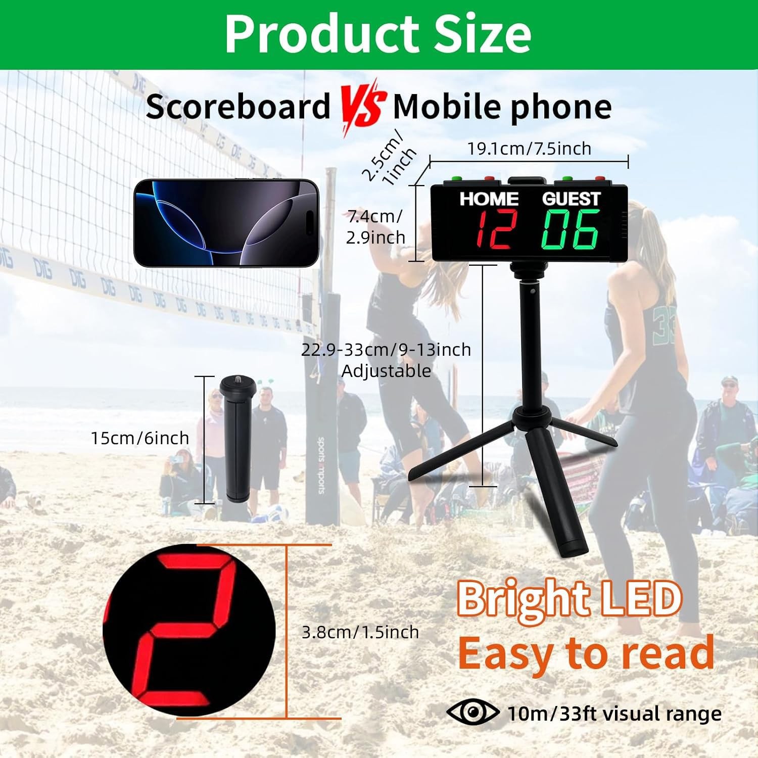 Battery Powered Scoreboard Clock Timer with Buttons, Portable Digital Scorebo...