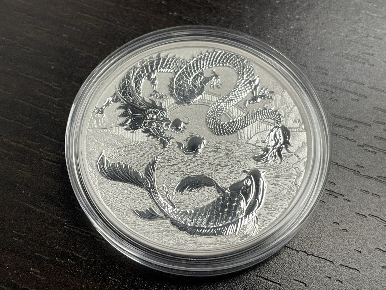 2023 Australia Myths & Legends Dragon & Koi 1 oz .999 silver coin BU in capsule