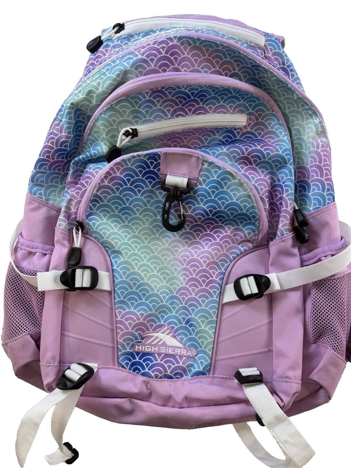High Sierra Mermaid Watercolor Backpack Blue Purple Suspension Strap School Hike