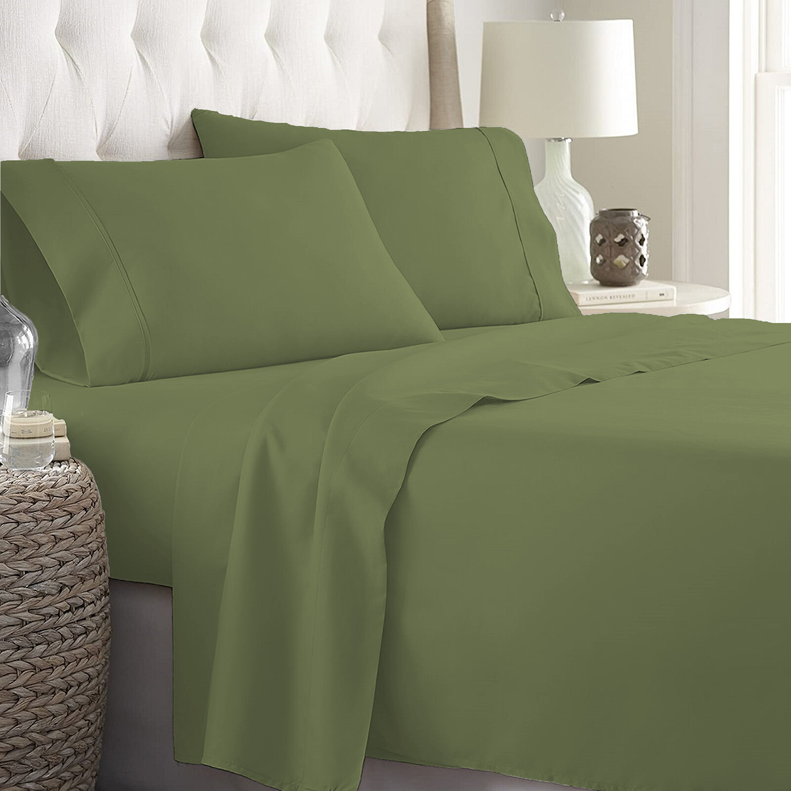 Extra Depth Pocket 1000 TC/1200 TC Organic Cotton Moss Solid Select Item