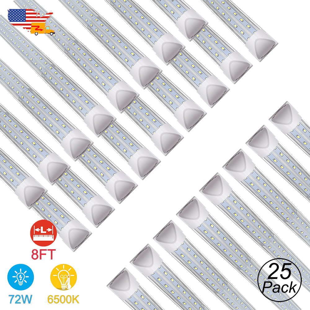 25Pack T8 8Ft Led Tube Light 72W Led Shop Light 8' Linkable Led Light for Garage
