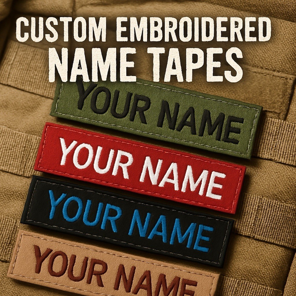 Custom Name Tape Patch – Personalized Text 3-5" | Sew-On Iron-On Hook & Loop
