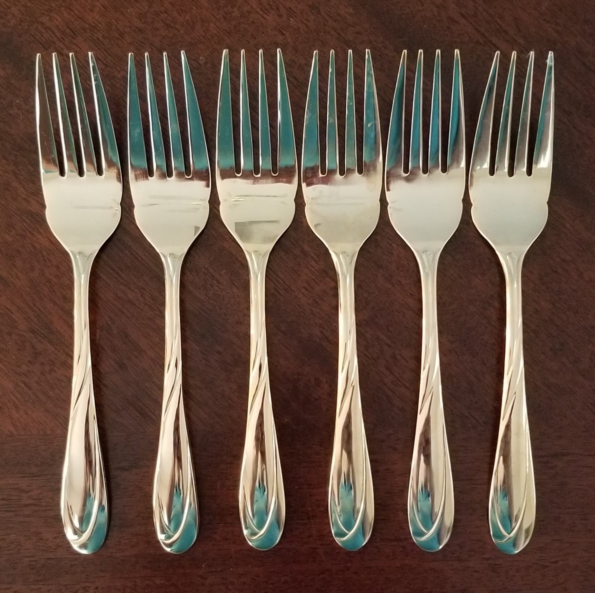 Lot of 6 Farberware "Nicole" Gold Plated Salad Forks 6 1/2"