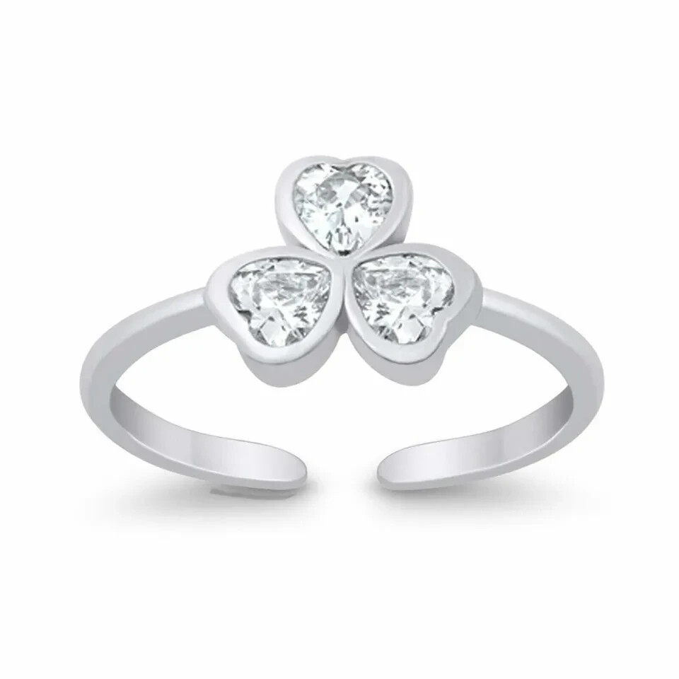 0.15Ct Heart Cut Simulated Diamond Adjustable Toe Ring 14K White Gold Plated