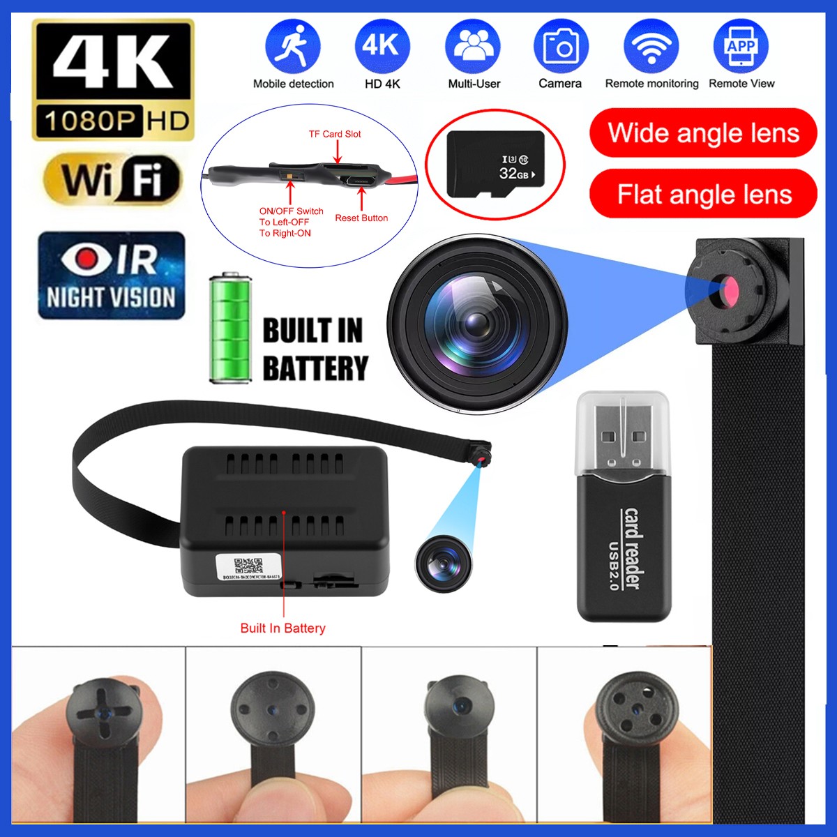 1080P Cam Ultra HD Wireless WiFi Security Mini Micro Pinhole Screw DIY Cam DVR
