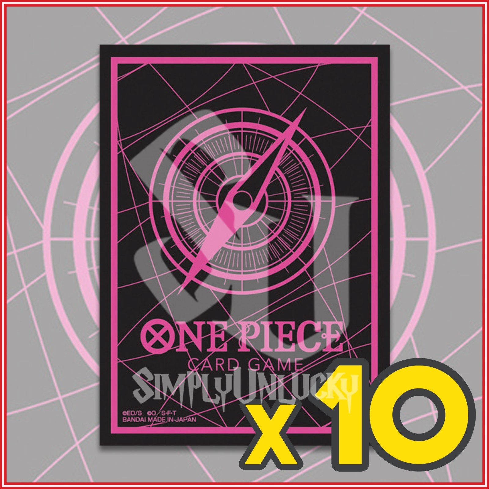 One Piece Card Game Card Back Black and Pink (10) Sleeves Official Bandai