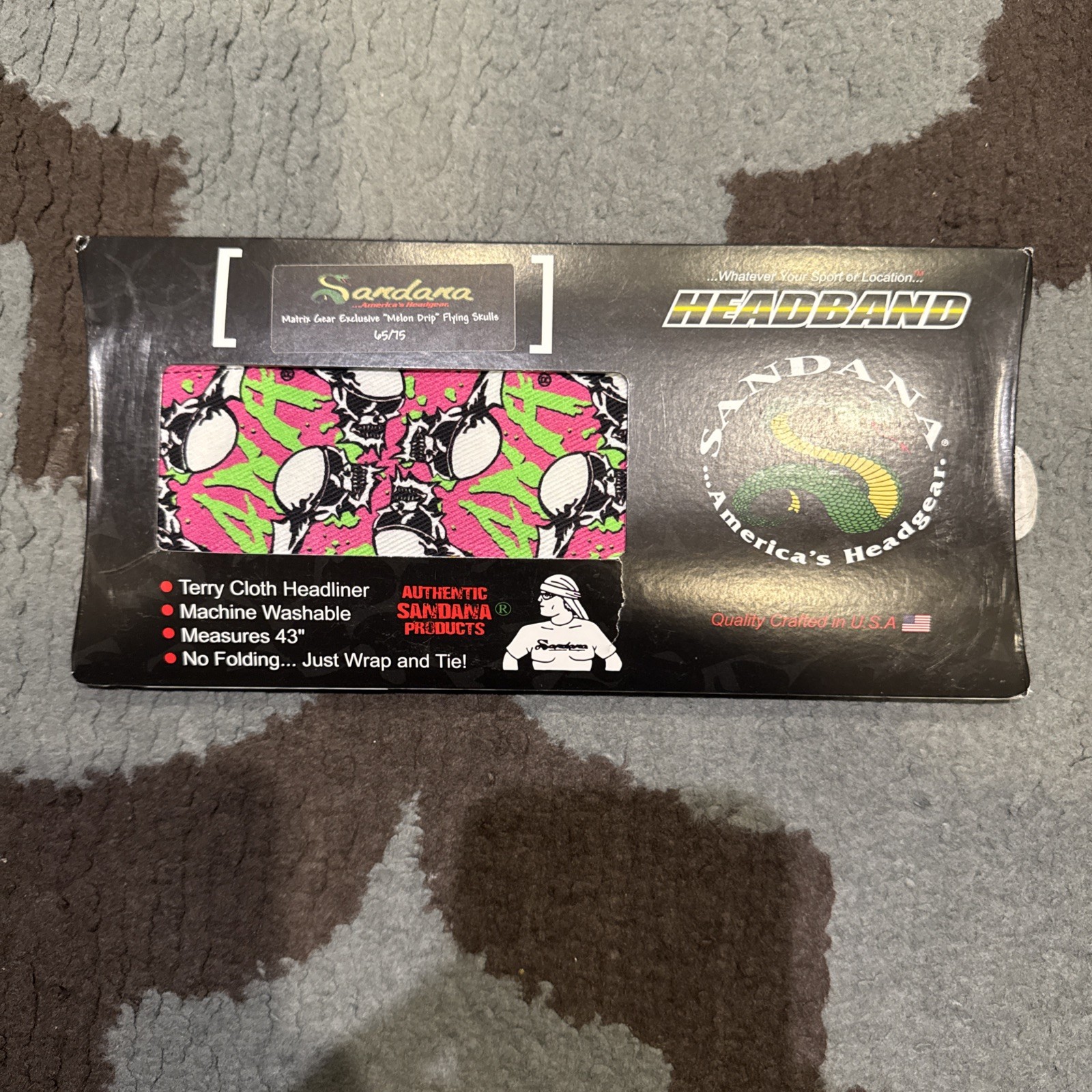 NEW SANDANA MELON DRIP FLYING SKULLS HEADBAND #65/75!!