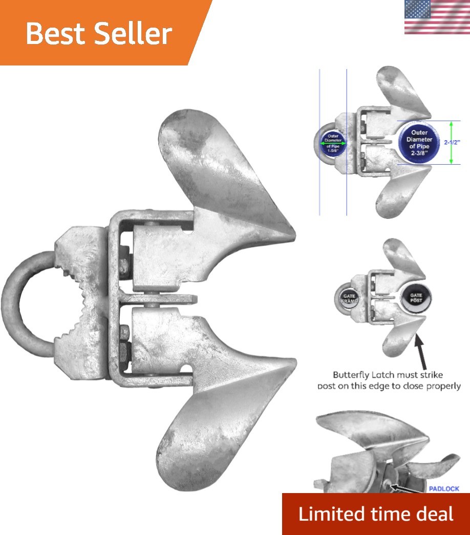 Galvanized Automatic Gate Latch - Reliable for 2-3/8" Posts & 1-5/8" Frames