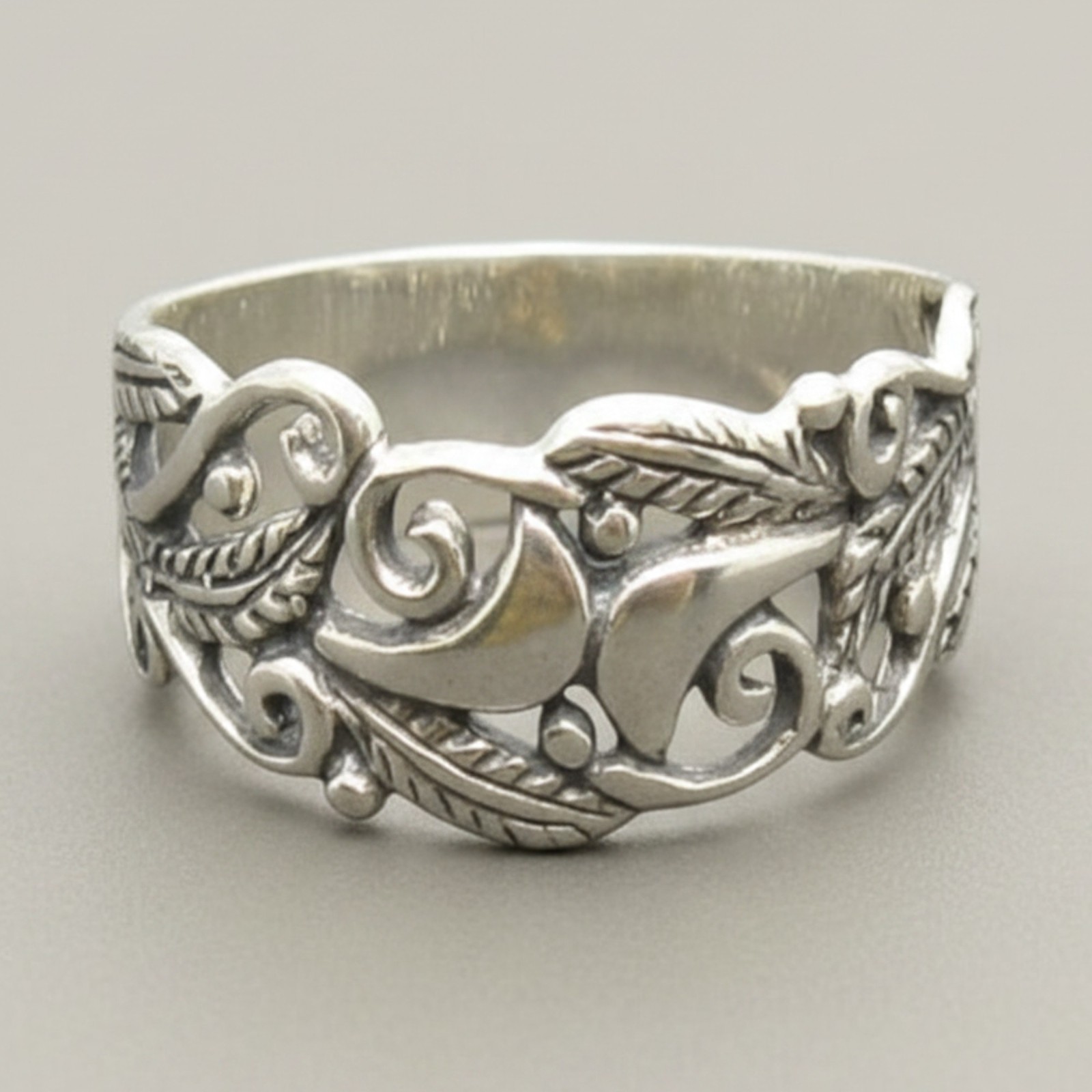 Stylish Genuine Sterling Silver Ring Solid 925 Flower Handmade