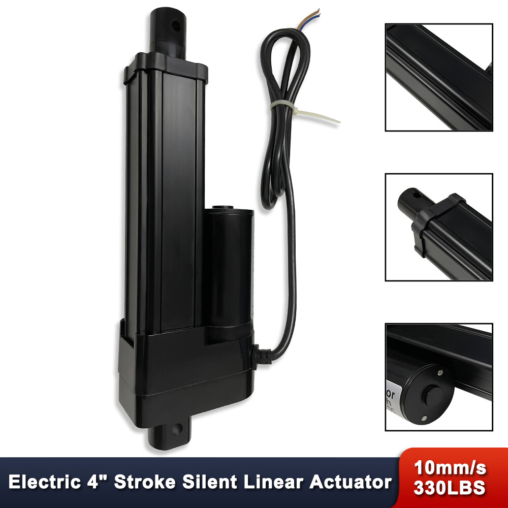 4" Linear Actuator 100mm Stroke 12V DC Electric Motor Black 1500N 330LBS Lift