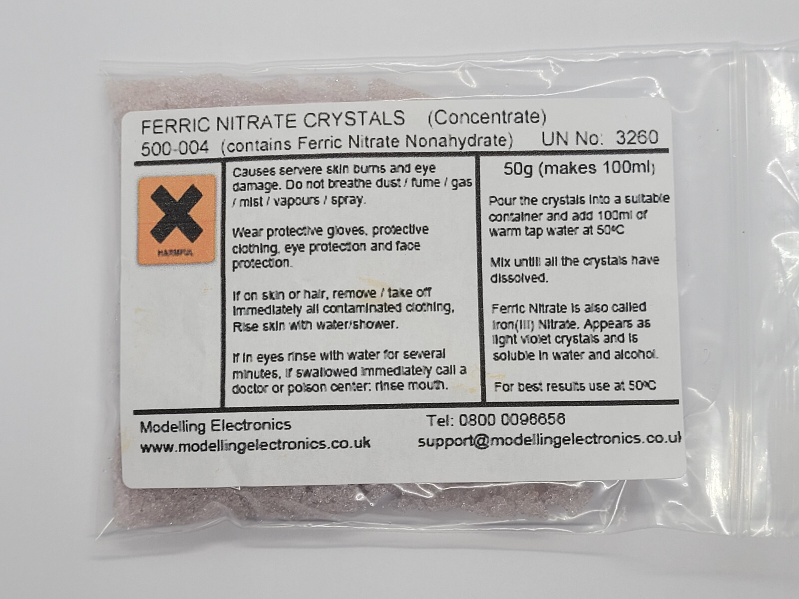 Ferric (Iron) Nitrate 99.9% pure, etching Siver, Patinas on metals, 50g to 100g