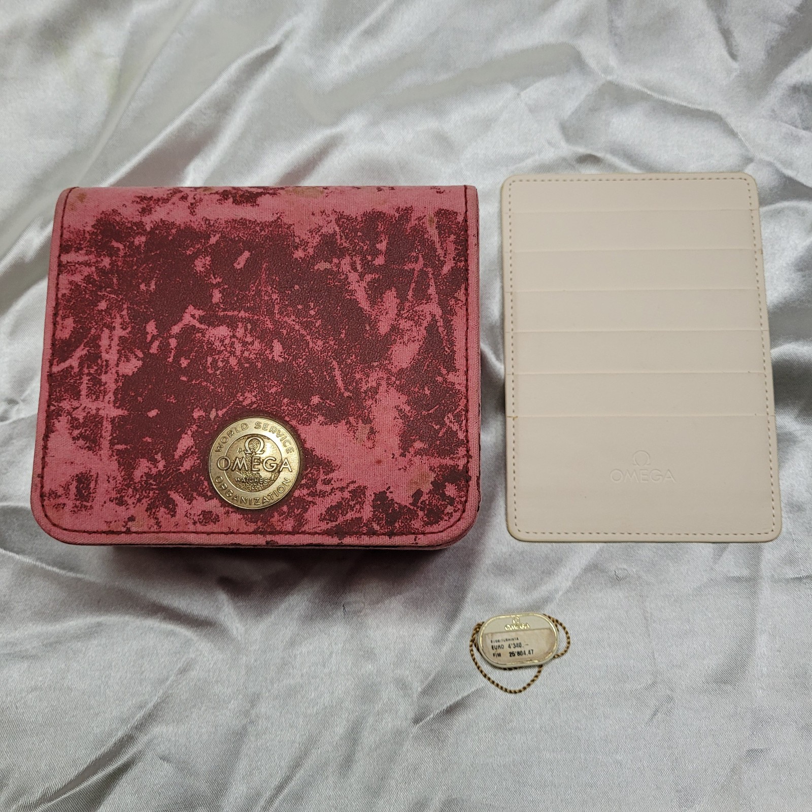 Genuine Vintage Omega Watch Box Seamaster Speedmaster & Leather Card & Hang Tag