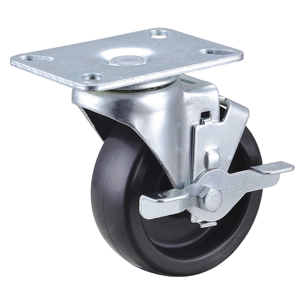 GRAINGER APPROVED 33J015 Plate Caster,Swivel,Polyolefin,5 1/8"H 33J015