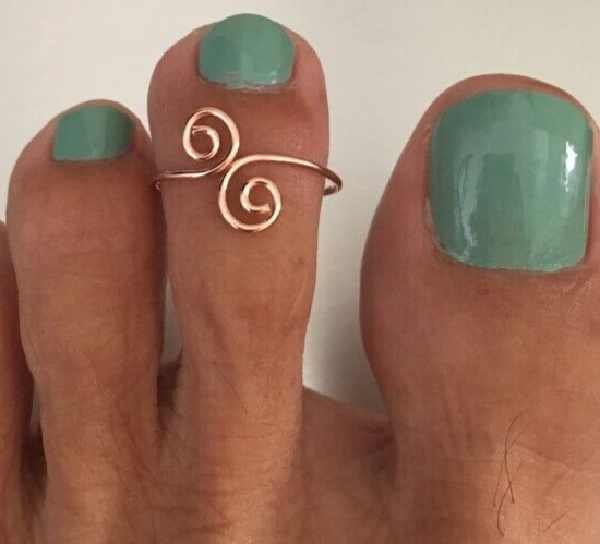 Casual Use For Women's Solid Metal Adjustable Toe Ring Rose Gold Plated Silver