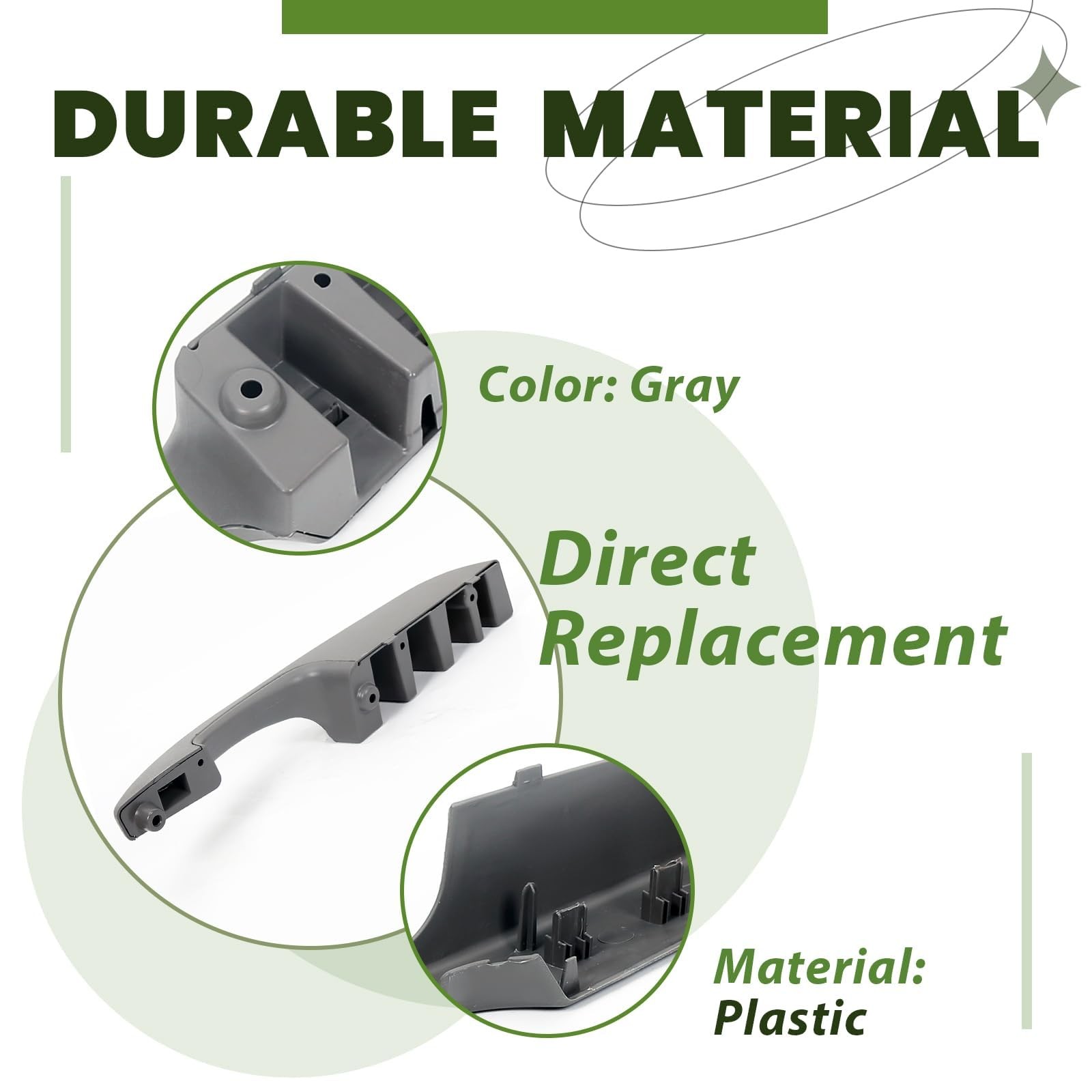 ECOTRIC Interior Pull Handle Door Armrest Compatible Left Driver Side, Gray