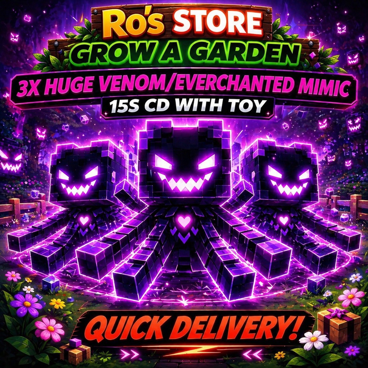 ✨3x 60KG+ VEMON/EVERCHANTED  MIMIC OCTOPUS (15s-cd with toy)✨GROW A GARDEN✨CHEAP