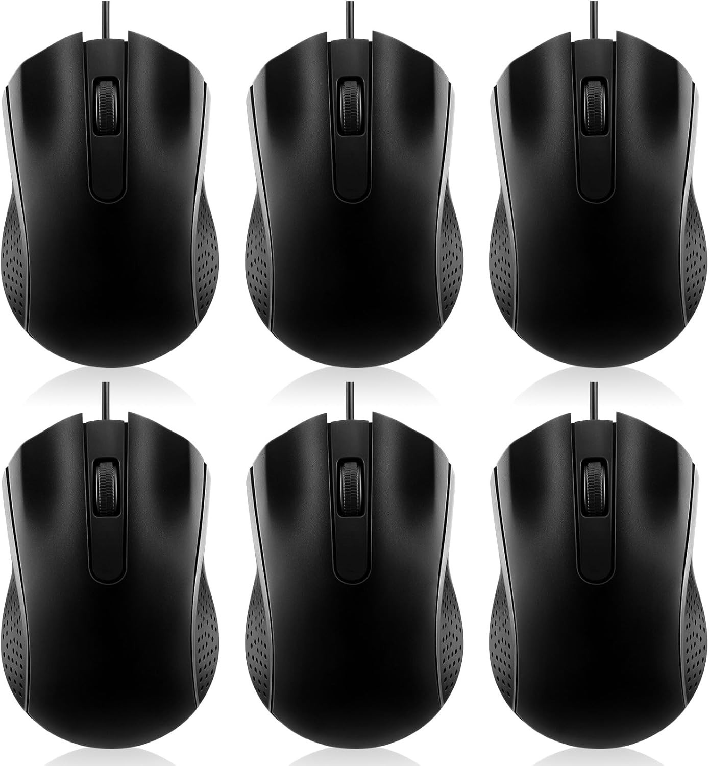 6 Pcs Wired USB Computer Mouse Bulk 3 Button Corded Wired Mouse for Laptop De...