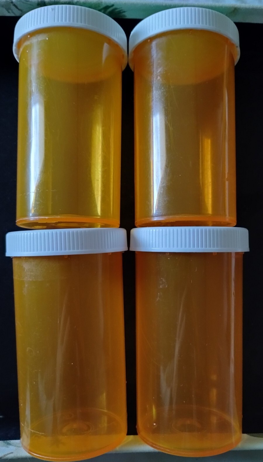 (4) Empty Lg Plastic Amber Medicine Rx Prescription Pill Bottles Child-Proof Cap