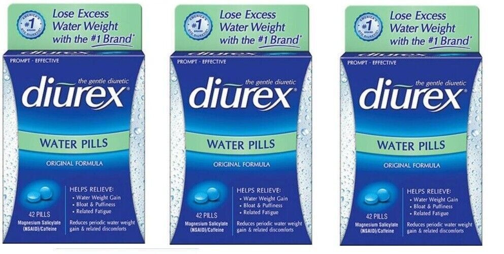 Diurex  Water Pills with Caffeine - 42 tablets each *Three Pack*