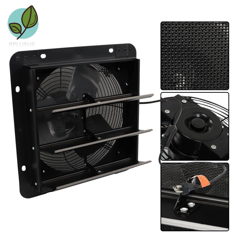 Shutter Exhaust Fan 10" Louver exhaust Fan Switch and Insect Net for Basement