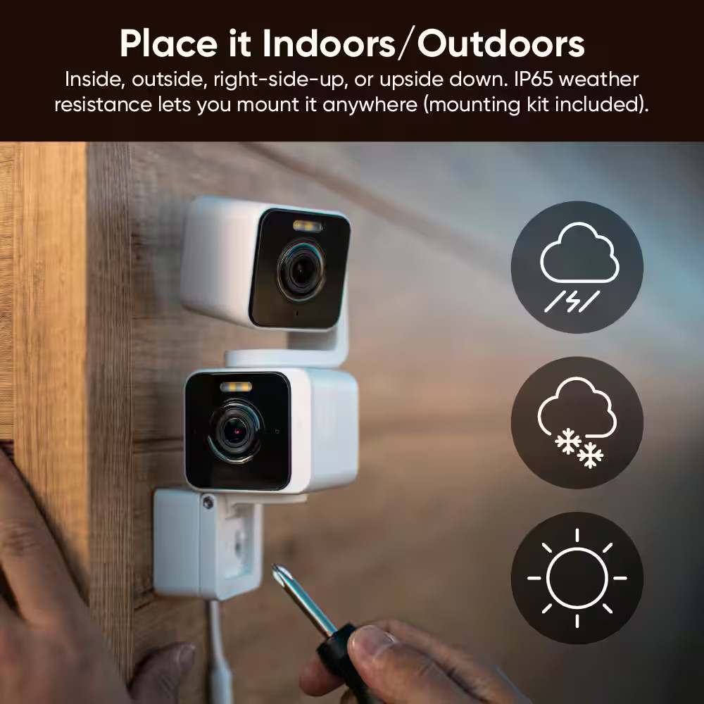 Wyze - Duo Cam Pan, 2K Wired Dual Pan/Tilt Camera with Spotlight, Indoor/Outd...