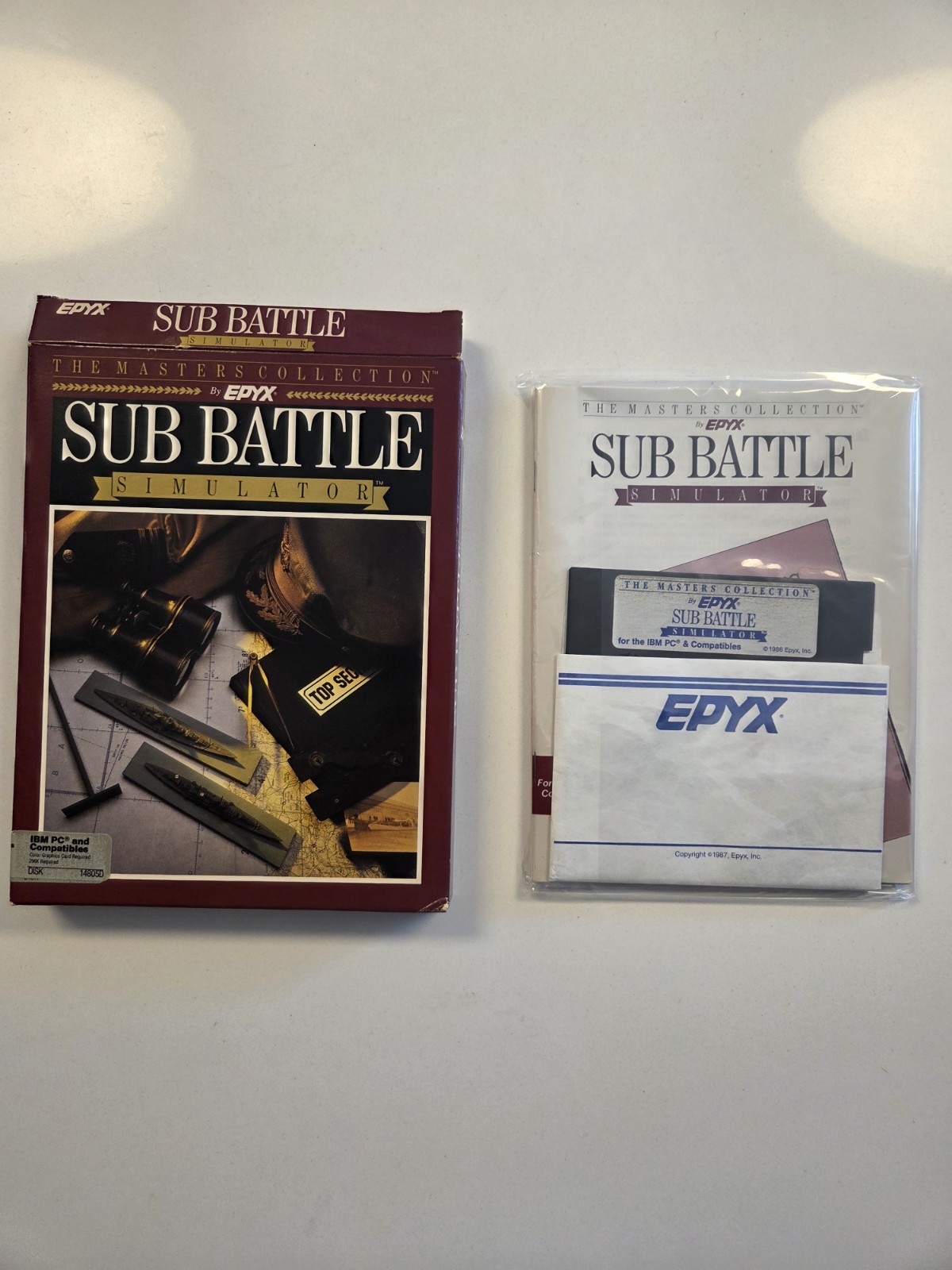 Epyx Sub Battle Simulator Masters Collection Big Box Floppy Disk Manual IBM PC
