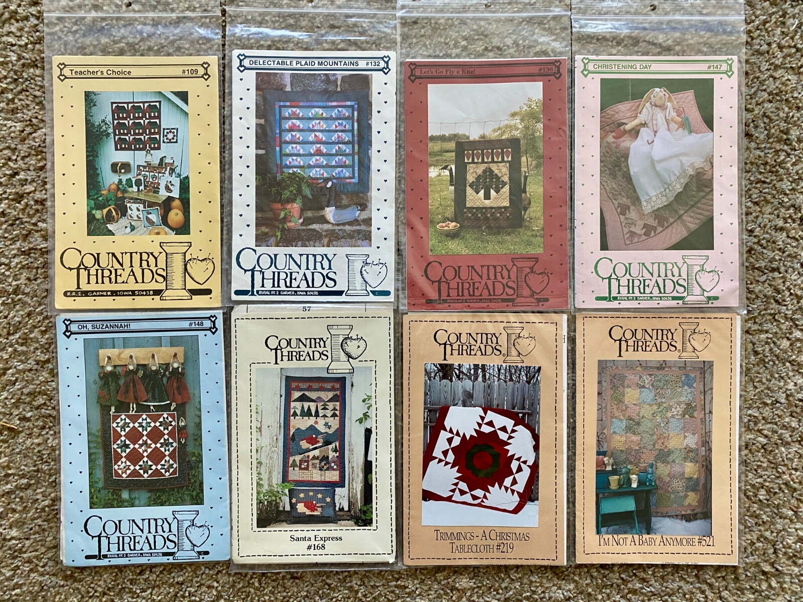 Lot of 8 Country Threads Quilt & Doll Patterns: 109/132/136/147/148/168/219/521