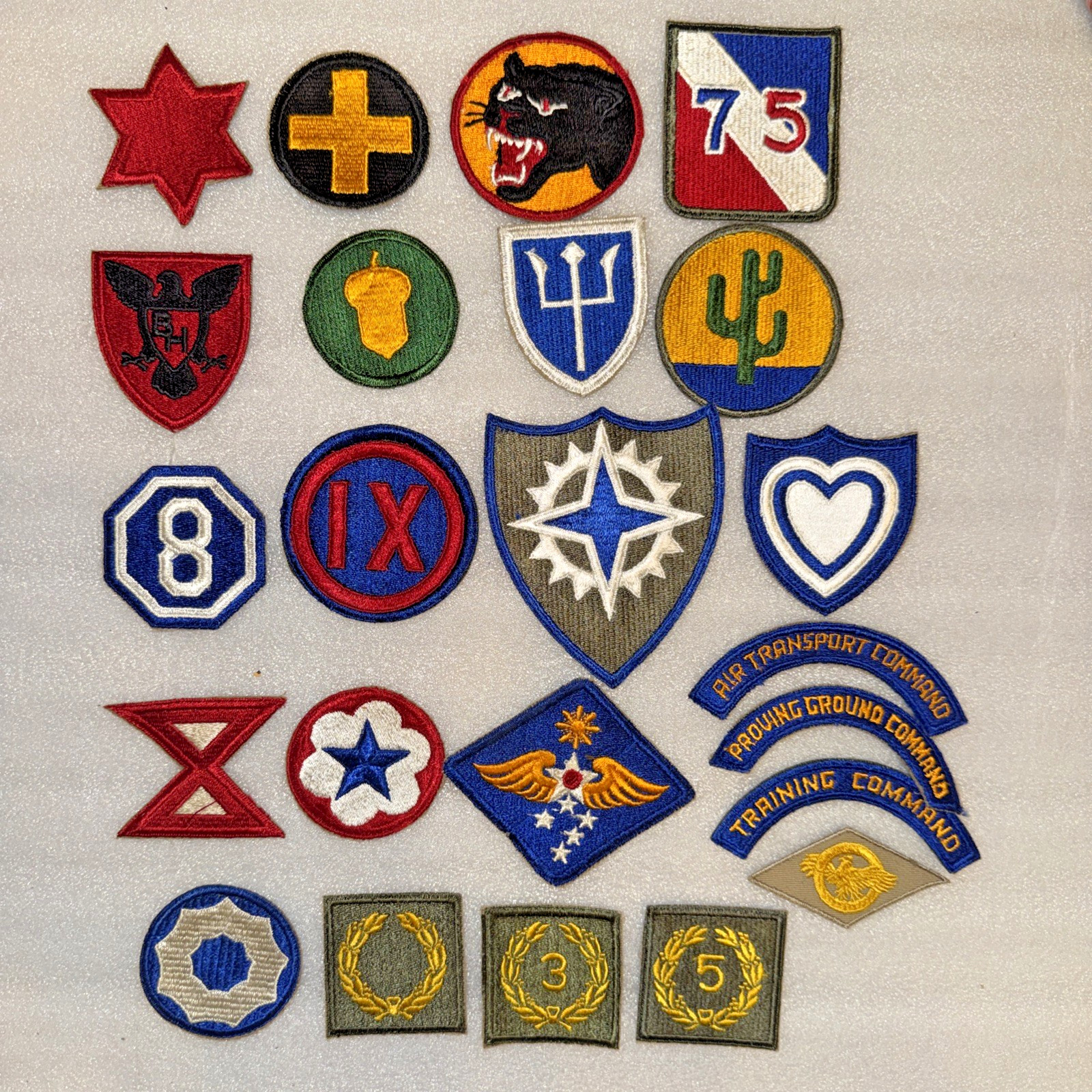 Lot of 23 Original Unissued WW II Era 1940's US Army & AAF Patches SSI