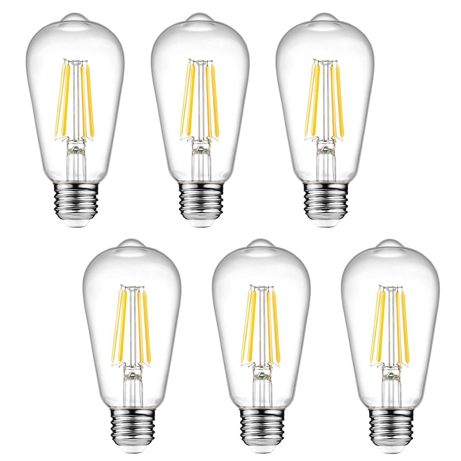 Ascher Dimmable Vintage LED Edison Bulbs, 6W, Equivalent 60W, 700lm, Warm Whi...