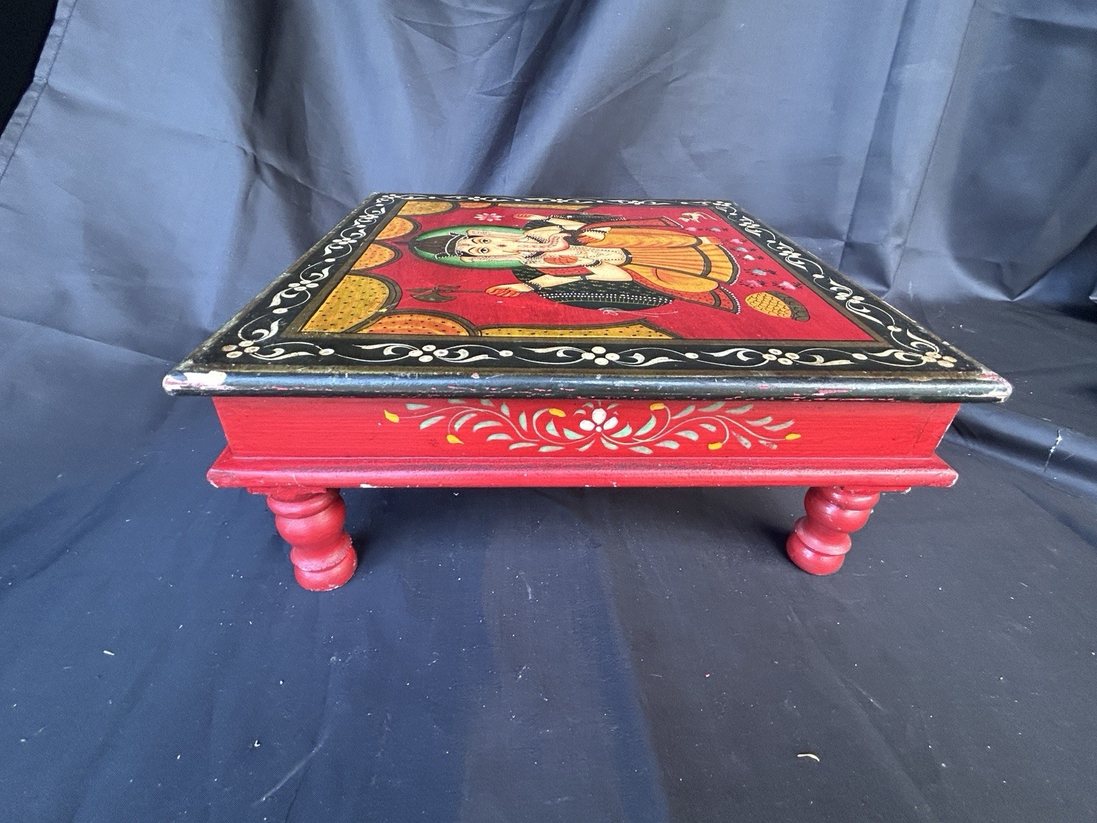 Gorgeous Painted Ganesha Foot Stool/Ottoman Table