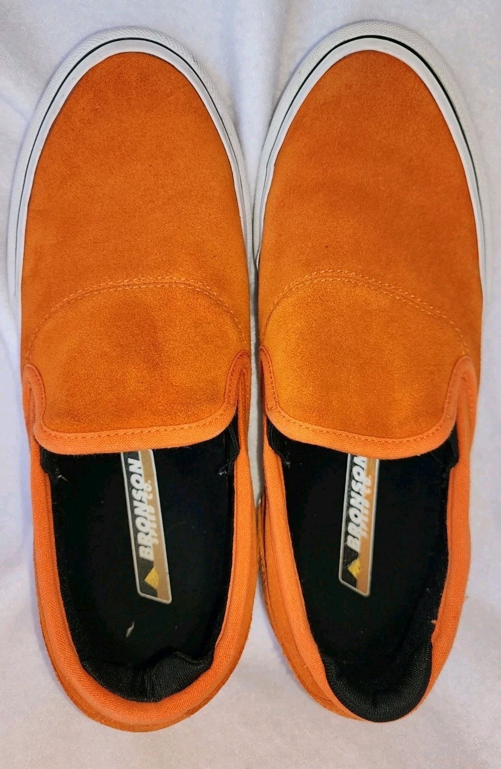 Emerica X Bronson Speed Co Orange Suede Slip On Sz 7 Skateboard Y2K
