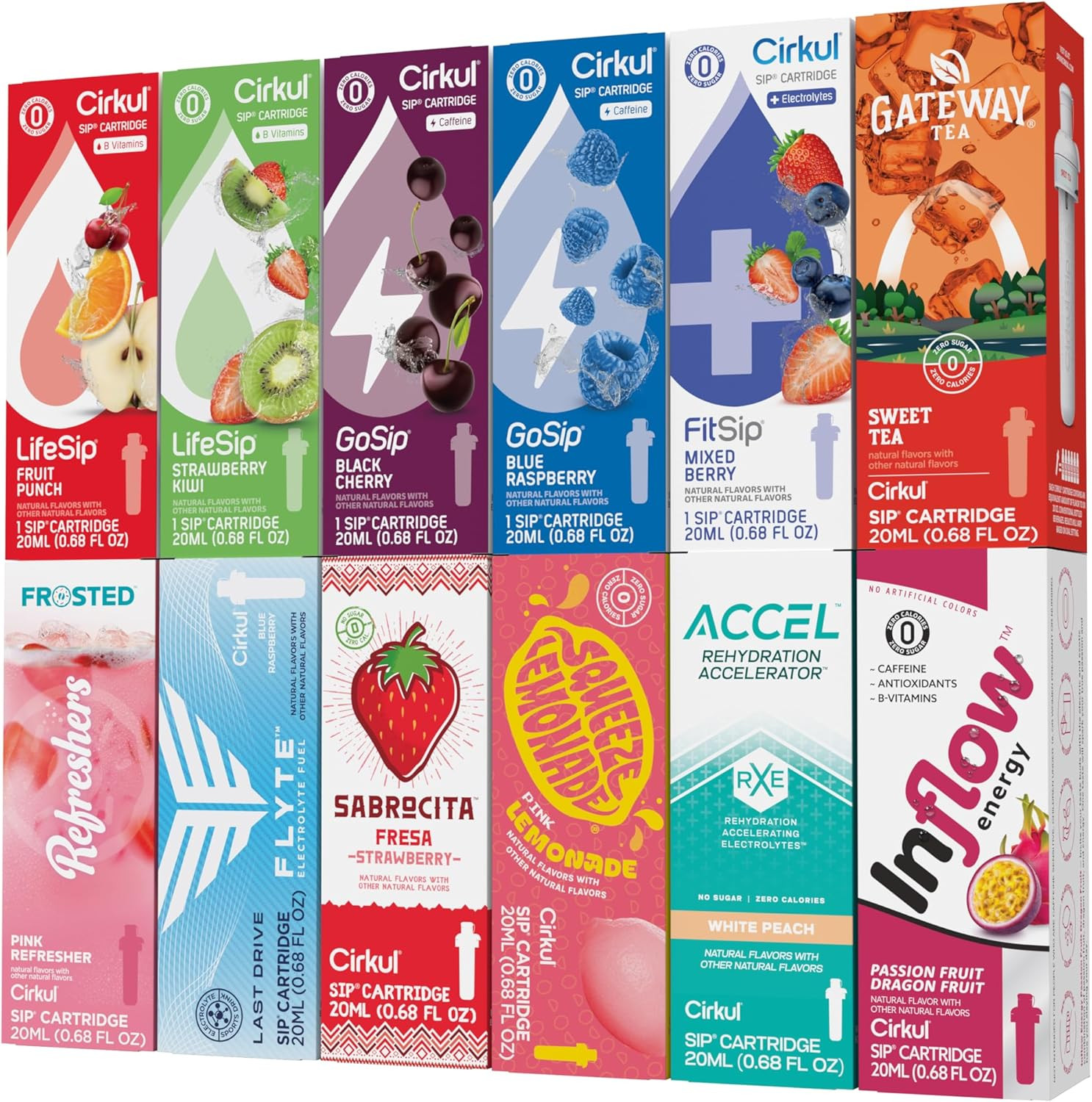 Fan Favorite Bundle with 12 Flavor Cartridges, Zero Calories and No Sugar Drink