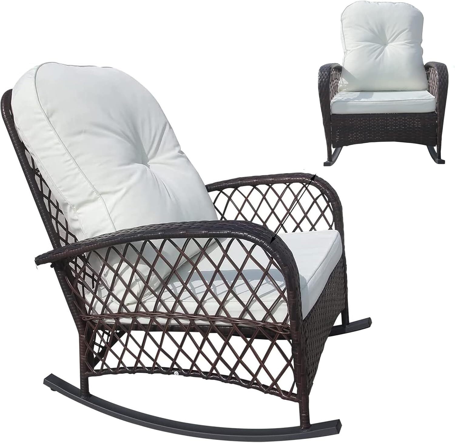 Rattan Rocking Chair Rocker Garden Furniture Seater Patio Bistro Recliner