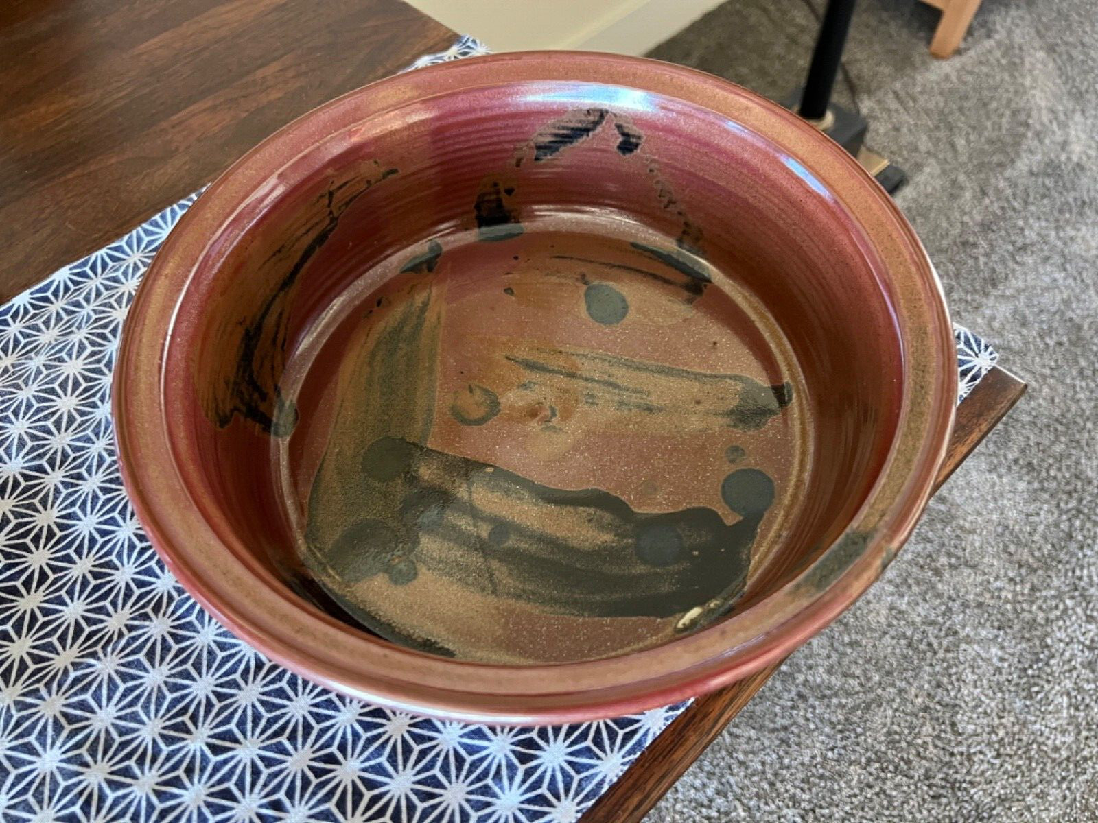 Abstract Studio Art Pottery Open Casserole 10.5” x 3”